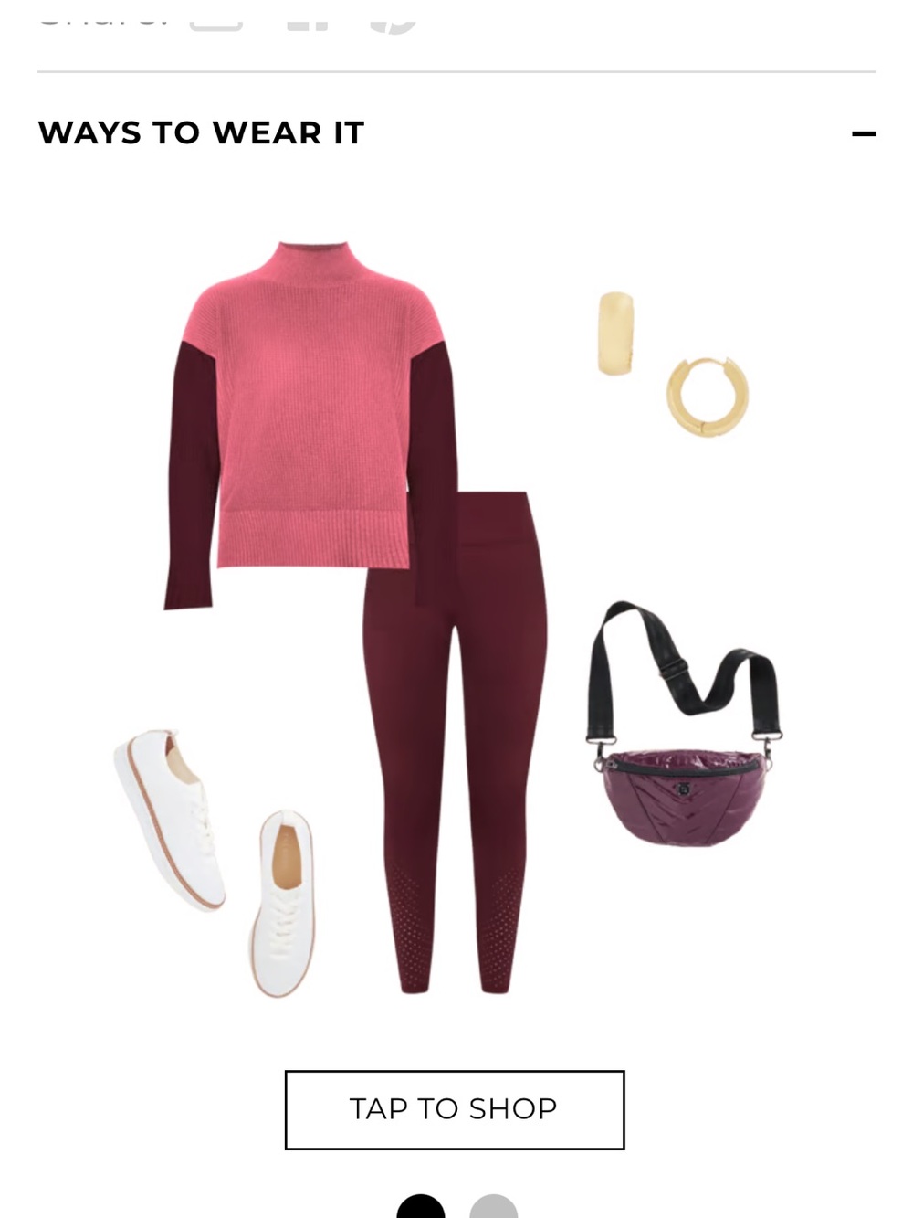 Talbots Rose Pink Mock Neck Sweater with Burgundy Sleeves - Picture 5 of 6